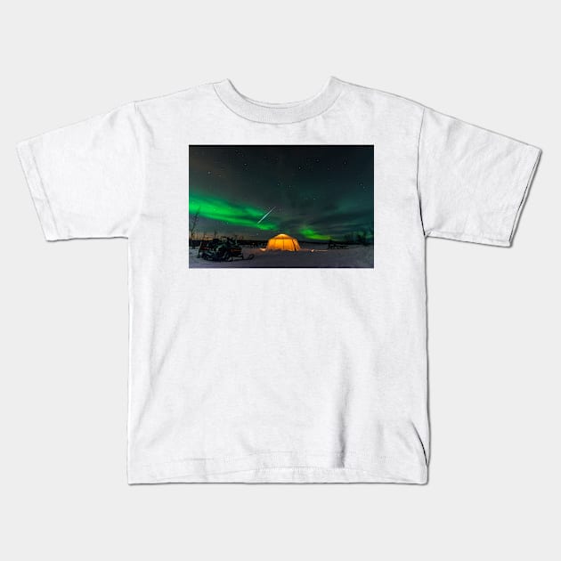 Geminids and the Northern Lights Kids T-Shirt by seaearthandsky